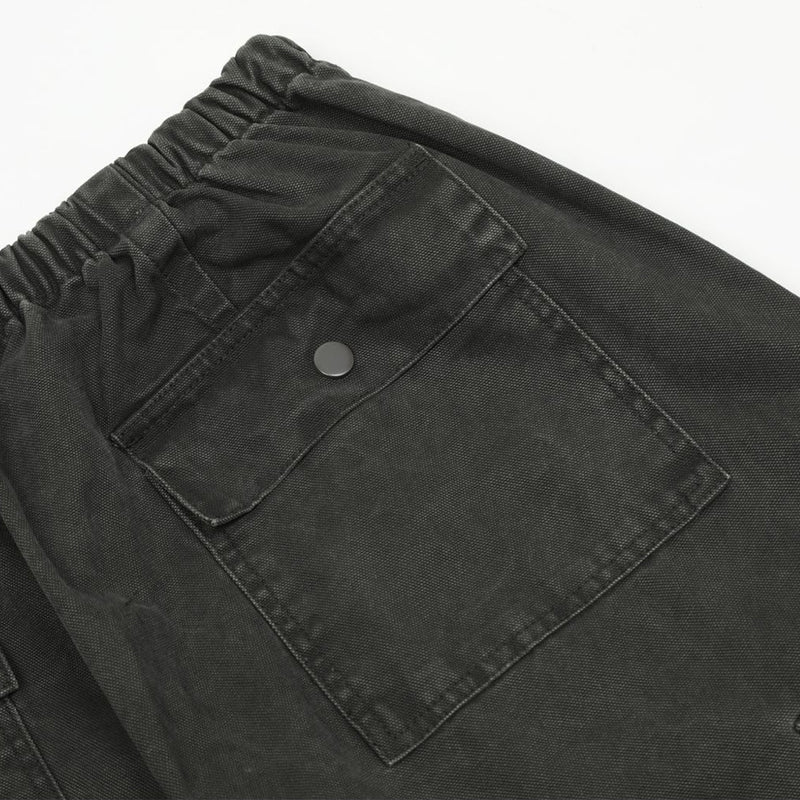 Men's Cotton Cargo Overalls - Pleated Drawstring Straight Leg Pants