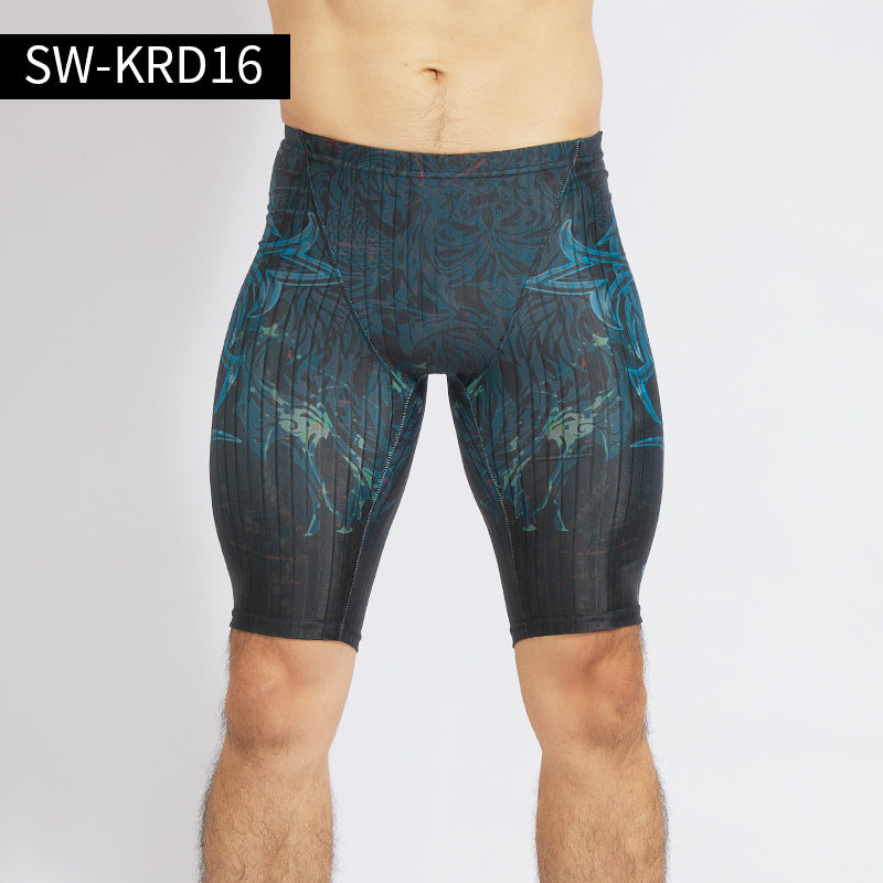 Stylish Men's Five Point Boxer Swimming Trunks - Quick Dry Polyester Swim Shorts