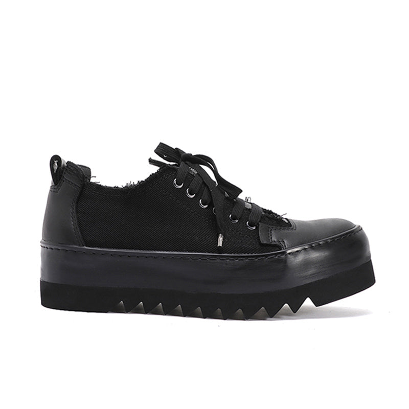 Handcrafted Artisan Leather Canvas Breathable Thick-Soled Designer Shoes