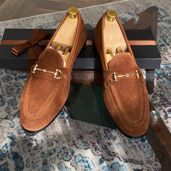 Premium Men's Suede Horsebit Slip-On Loafers - Soft Structure Comfort Shoes