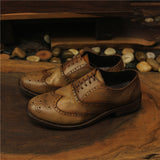 Artisan Handcrafted Distressed Leather Oxford Shoes - Vintage Engraved Men's Casual Footwear