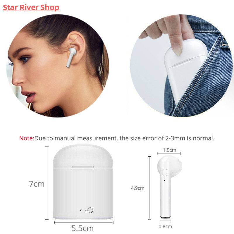 Premium i7s Wireless Bluetooth Earbuds - Gaming Headphones with Semi-In-Ear Design