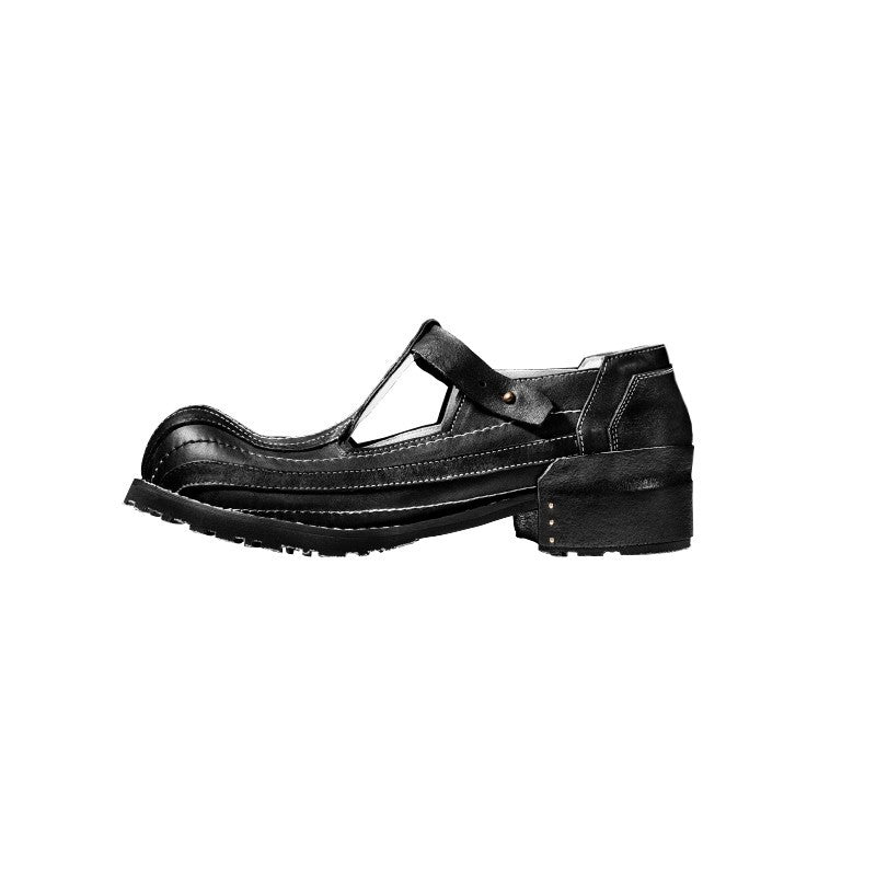 Elegant Vintage Breathable Leather Casual Shoes - Square Toe Summer Footwear