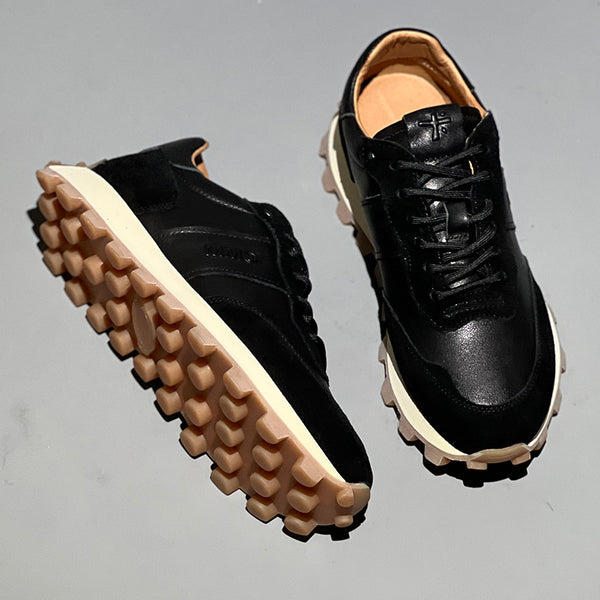 Premium Men's Leather Sports Shoes - Fashion Lace-Up Thick Sole Athletic Footwear