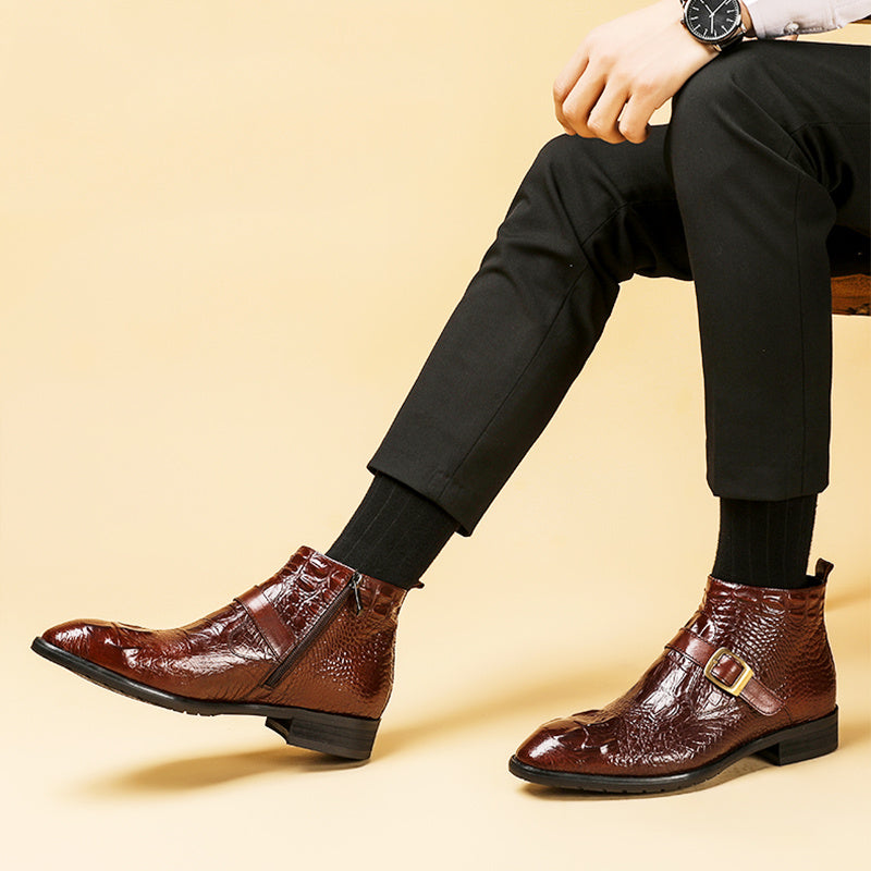 Premium Men's High-Top British Style Formal Leather Dress Shoes - Classic Oxford Design