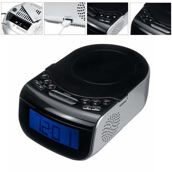 Multi-Function Digital Alarm Clock Radio with CD Player & USB Charging Port