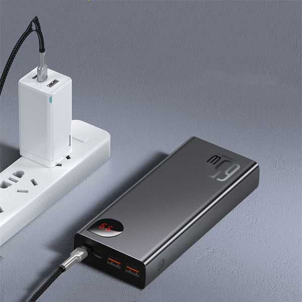65W Fast Charging Power Bank - 20000mAh High-Capacity Portable Charger with Digital Display