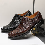 Premium Handmade Men's Crocodile Leather Business Shoes - Round Toe Formal Footwear