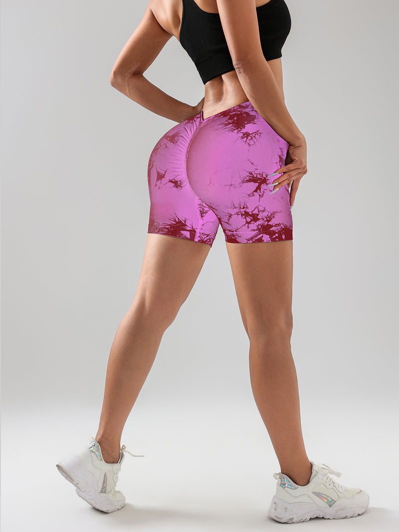3-Pack Tie Dye Active Wear Shorts - Premium High-Waisted Contour Gym & Yoga Shorts
