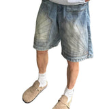 Vintage Denim Cowboy Shorts - Unisex Mid-Rise Blue Jeans for Men & Women