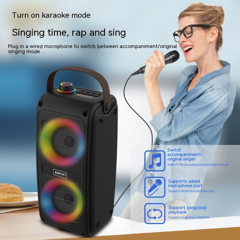 Wireless Bluetooth Speaker with LED Color Lights - Portable Sound System