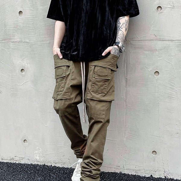 Versatile Cotton Canvas Cargo Overalls - Men's Straight-Leg Workwear