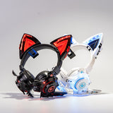 Luminous Cat Ear Gaming Headphones - Cute LED Cosplay Headset with Adjustable Bracket