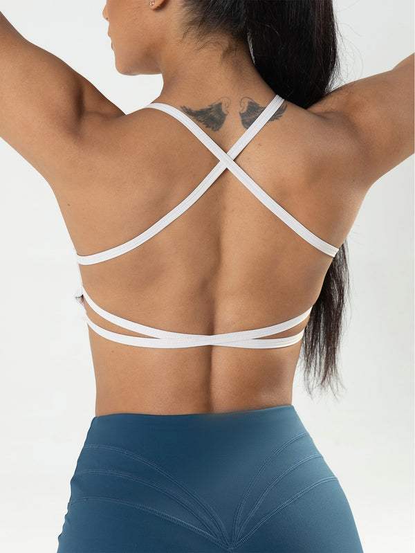 Premium 3-Pack Sports Bras - Padded Strappy Design with Removable Cups for Medium Support