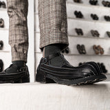 Elegant Vintage Breathable Leather Casual Shoes - Square Toe Summer Footwear