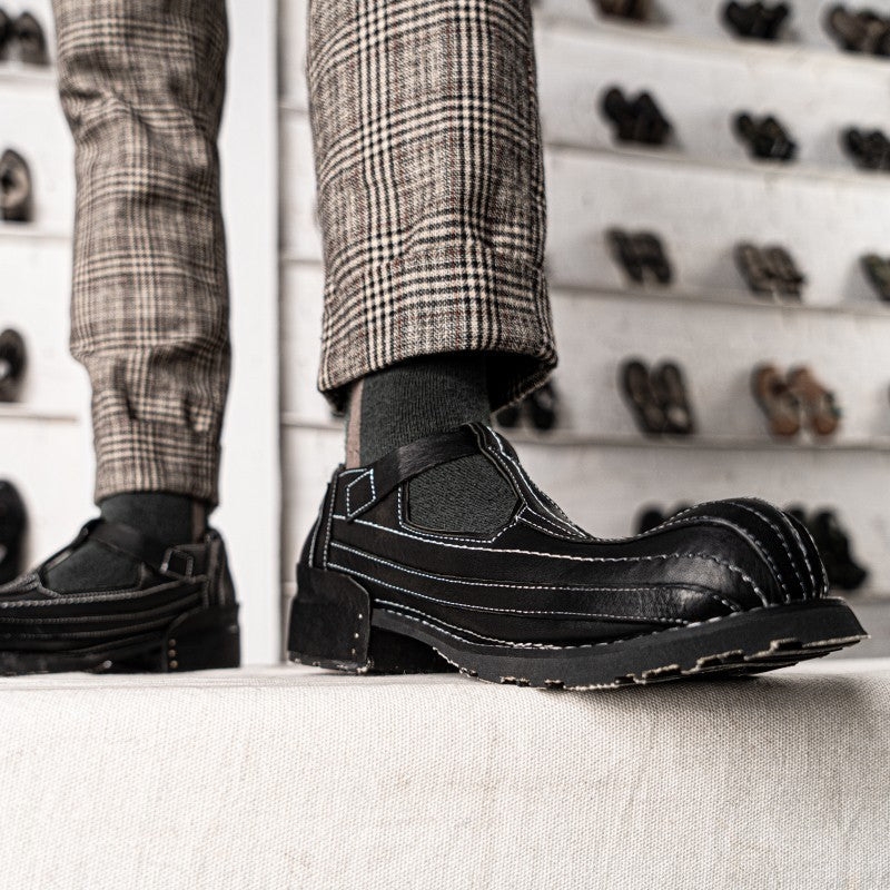 Elegant Vintage Breathable Leather Casual Shoes - Square Toe Summer Footwear