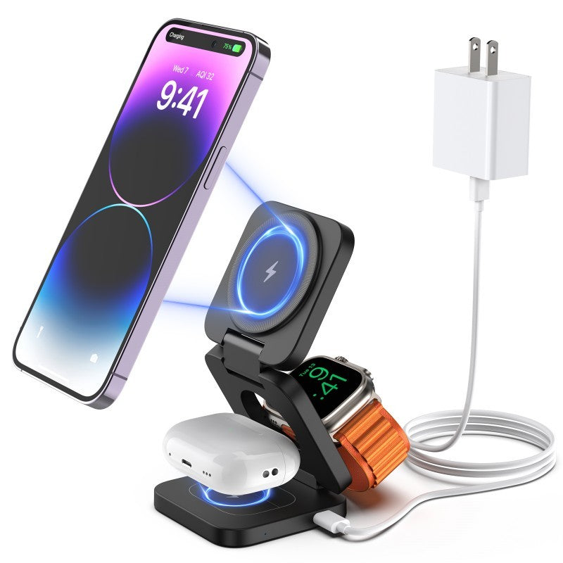 3-in-1 Magnetic Wireless Charging Station - Premium Desktop Charger