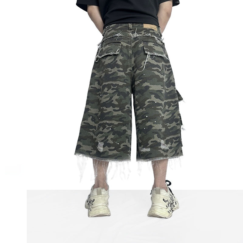 Men's Camouflage Wide Leg Cargo Shorts - Summer Casual Workwear