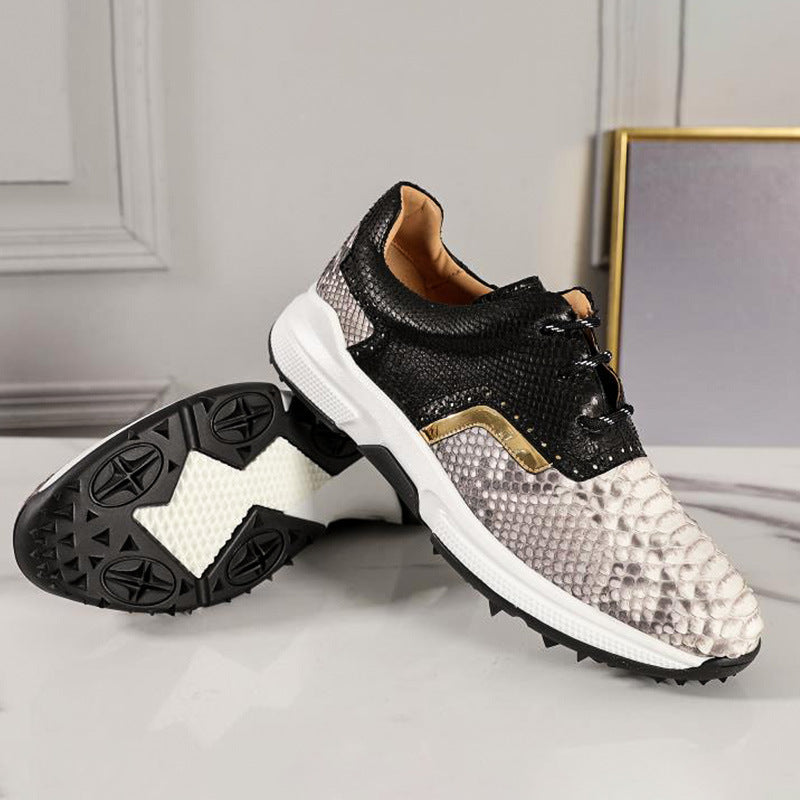 Premium British Style Snakeskin Sneakers - Breathable Low-Top Men's Shoes