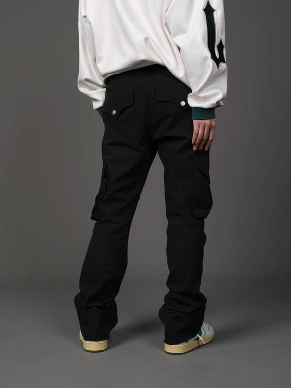 Retro Two-Tone Micro-Flare Cargo Pants - Contemporary Streetwear Essential