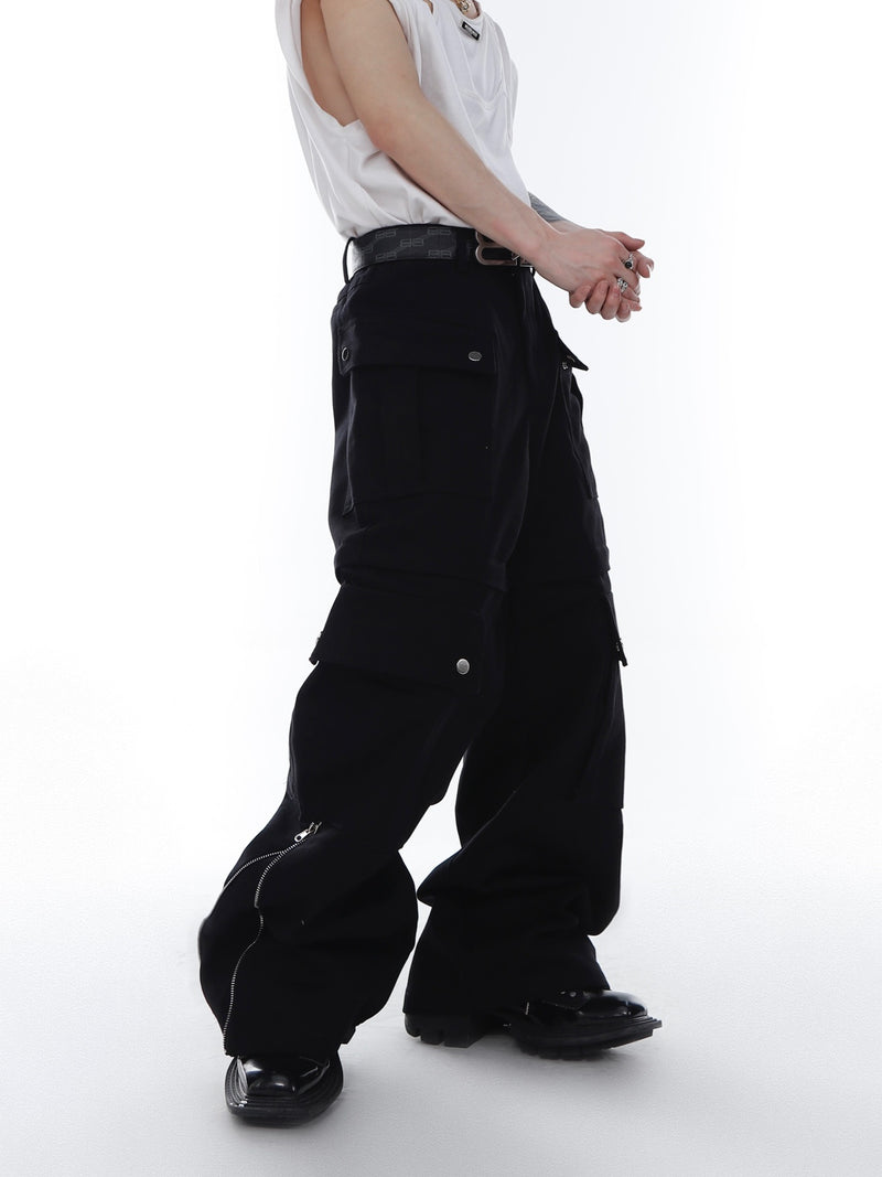 Stylish Unisex Wide Leg Cargo Pants - Comfortable White Cotton Trousers