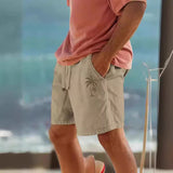 Comfortable Beach Drawstring Shorts - Men's Cotton Blend Casual Wear