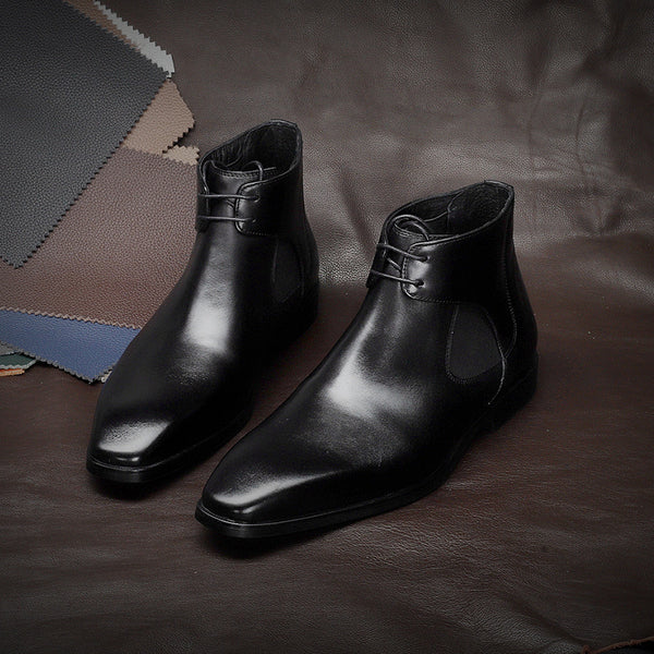 Premium Men's High-Top Carved Martin Boots - Genuine Leather Oxford Style