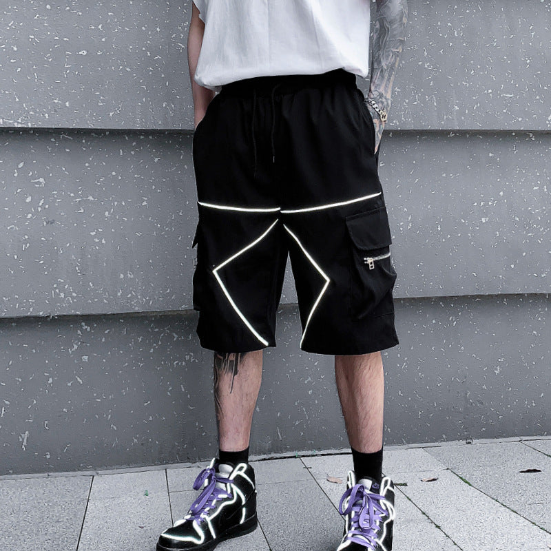 Korean Style Summer Overalls - Loose Fit Polyester Pants for Men