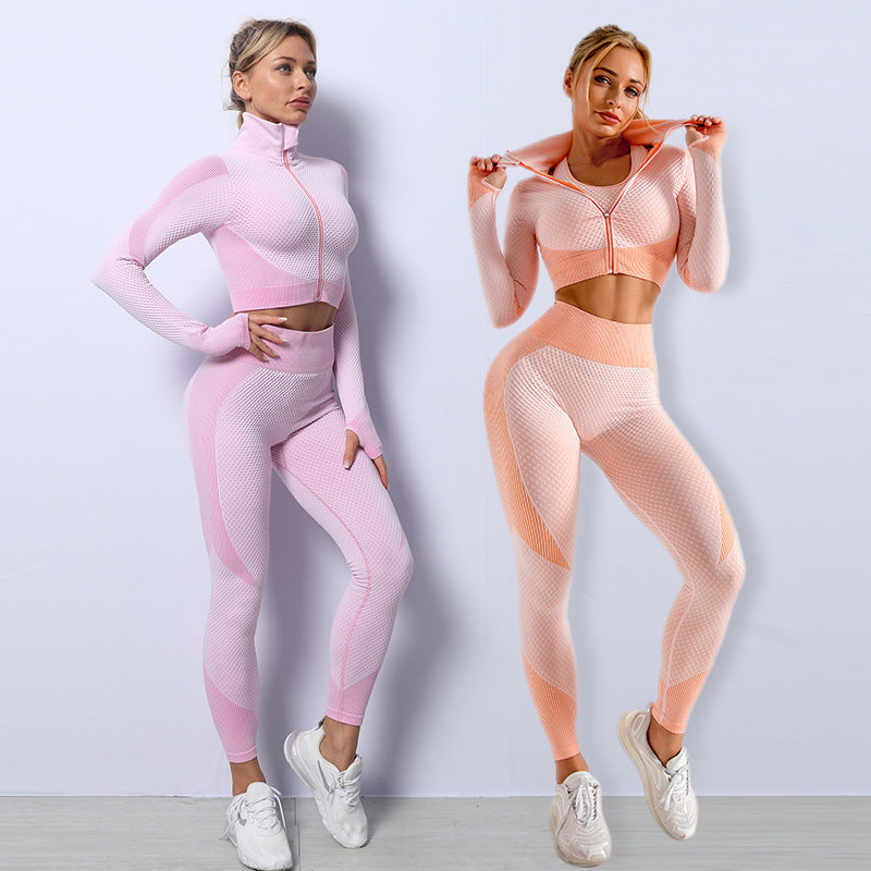 Premium 3-Piece Seamless Yoga Set - High-Performance Activewear Collection