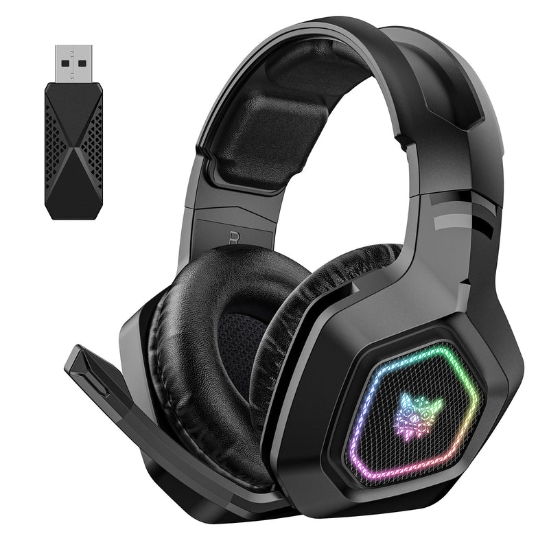 RGB Gaming Headset - Wireless Bluetooth 2.4G with Low Latency & Charging Case