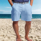 Comfortable Multi-Pocket Straight Leg Shorts - Breathable Cotton Blend for Men