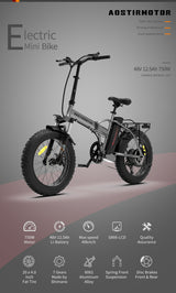 Premium Foldable Fat Tire Electric Bike - 20x4.0 Inch 48V Extended Range E-Bike with Dual Disc Brakes