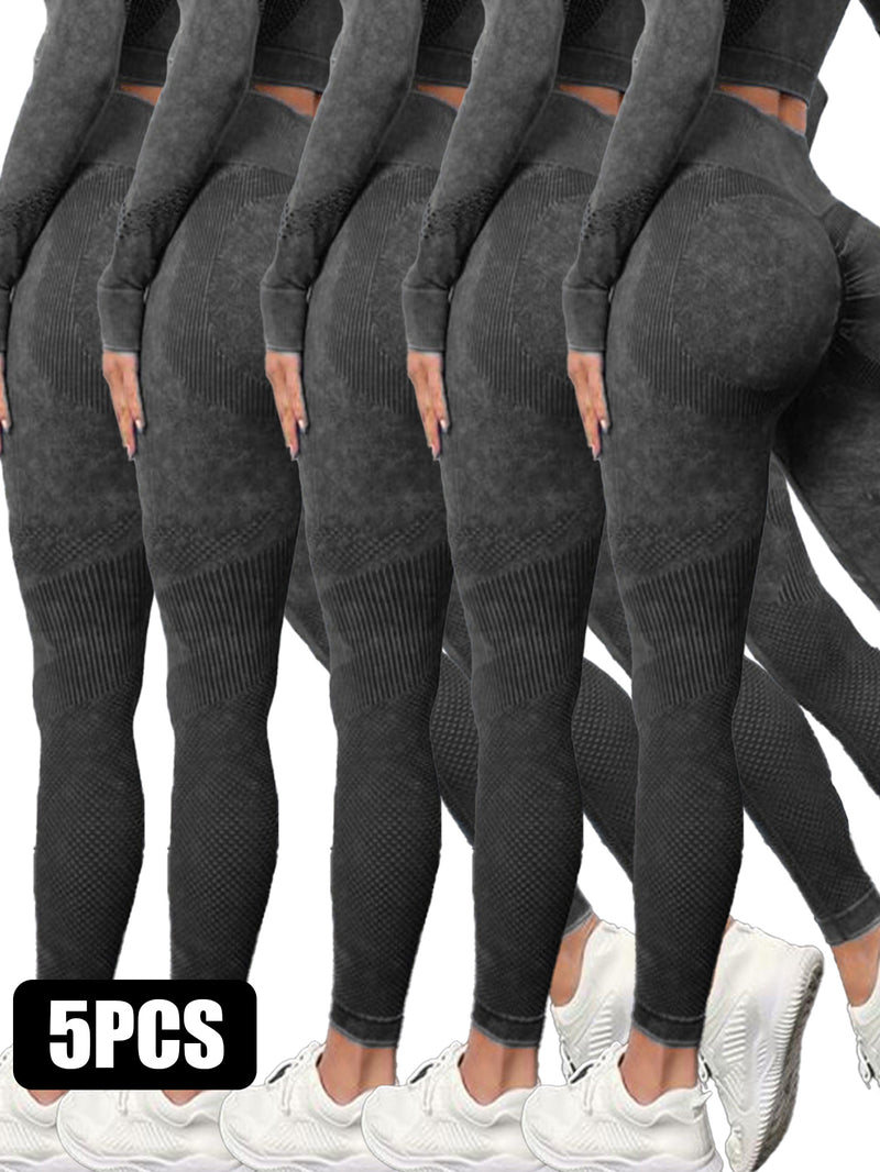 5-Pack Premium High-Waisted Active Yoga Leggings - Seamless Performance Wear