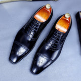 Premium Men's Business Formal Pointed Leather Dress Shoes - Professional Oxford Style