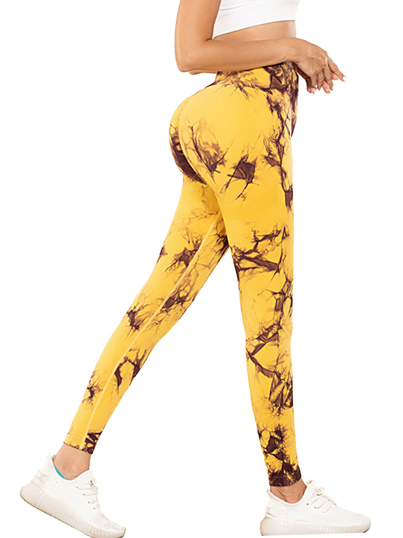 Premium 5-Piece Tie-Dye Yoga Leggings Set - High-Performance Fitness Collection