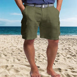 Comfortable Multi-Pocket Straight Leg Shorts - Breathable Cotton Blend for Men