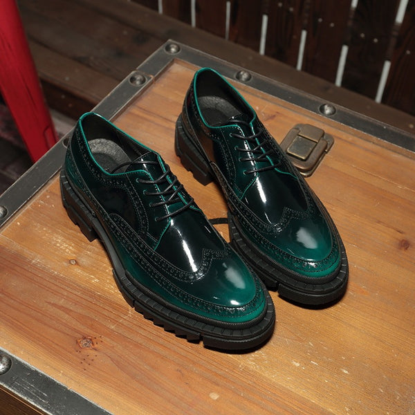 Sophisticated Leather Platform Elevator Shoes - Handcrafted Height-Boosting Footwear