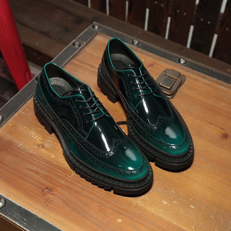 Sophisticated Leather Platform Elevator Shoes - Handcrafted Height-Boosting Footwear