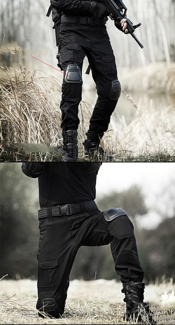 Black Python Tactical Combat Pants with Reinforced Knee Protection