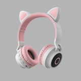 Wireless Cat Ear Headphones with LED Lights - Bluetooth 5.0 Gaming Headset for Kids