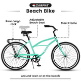 Vélo de plage Cruiser S26204 26 pouces pour hommes et femmes, cadre en acier, transmission monovitesse, conduite confortable en position verticale, plusieurs coloris