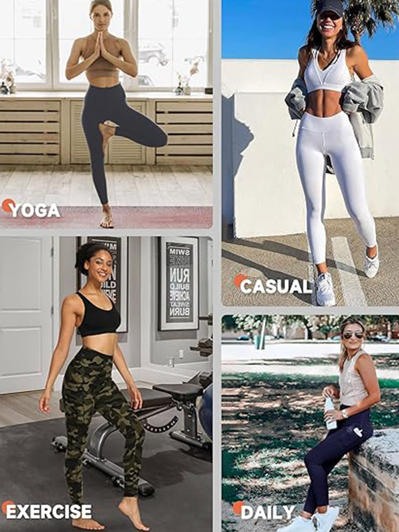 Premium High-Waist Cropped Athletic Leggings Set - 3-Pack Bundle