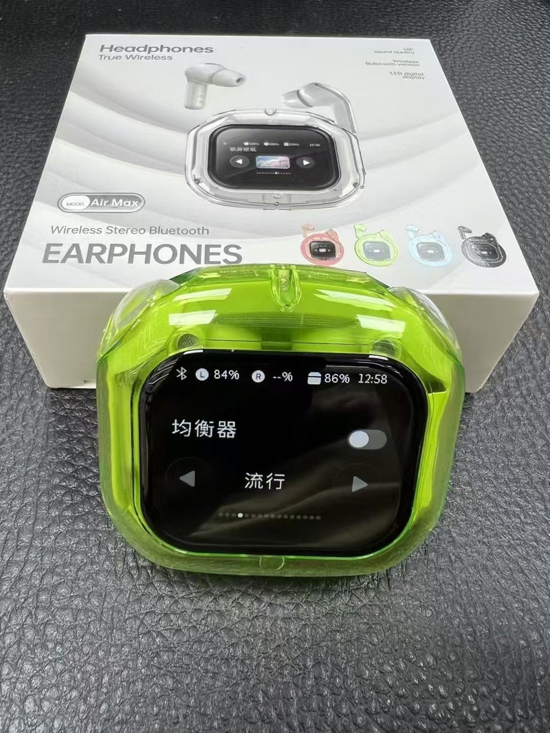 Wireless Bluetooth Earbuds with LCD Display & Noise Reduction Technology