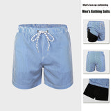 Premium Anti-Embarrassment Double Layer Swimming Trunks for Men - Quick Dry Beach Shorts