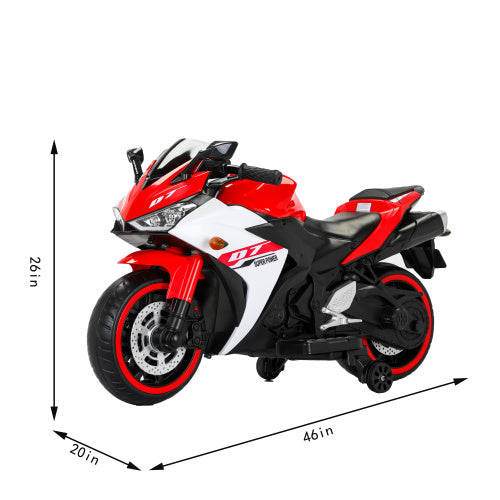 Premium 12V Electric Motorcycle for Kids - Safe Ride-On Toy with Training Wheels & LED Lights