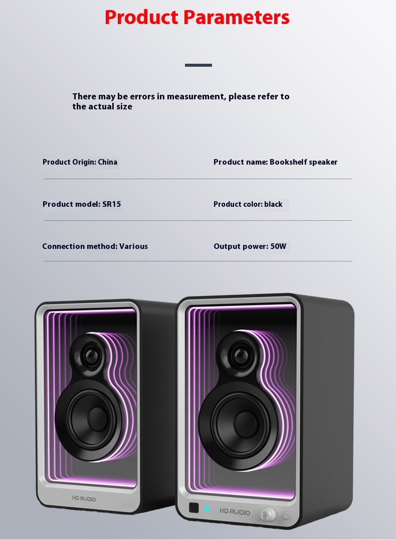 Premium Bluetooth Monitor Speakers - HIFI Computer Audio System with LED Lighting