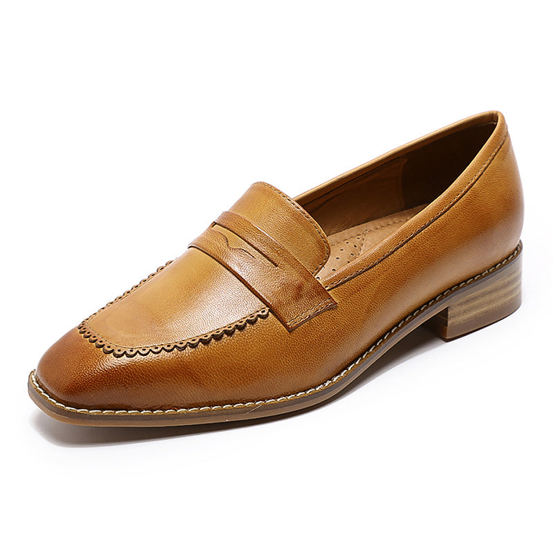 Men's Retro English Style Leather Oxford Shoes - Classic Flat Dress Shoes