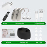 Rechargeable Digital Hearing Aid with Charging Case - Behind-the-Ear Sound Amplifier