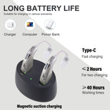Rechargeable Digital Hearing Aid with Charging Case - Behind-the-Ear Sound Amplifier