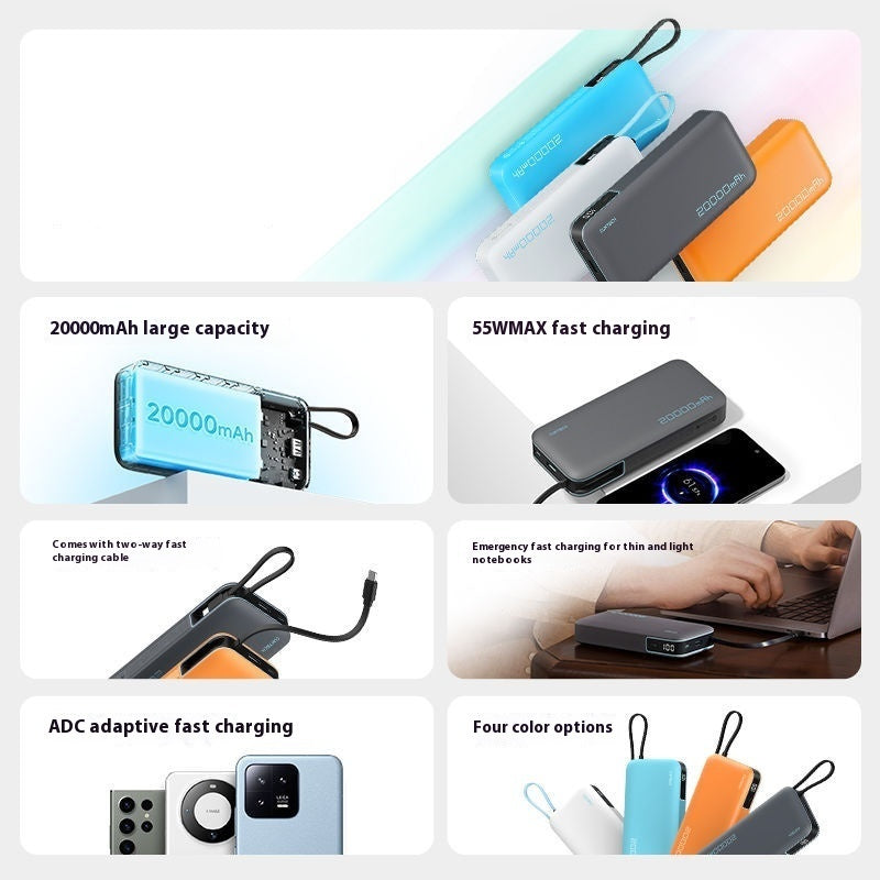20000 MA Mobile Power PD Fast Charge With Cable Power Bank